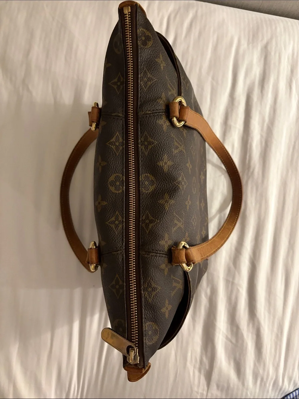 Authentic Louis Vuitton Monogram TotallyPM Canvas Shoulder Tote in Brown and Tan
